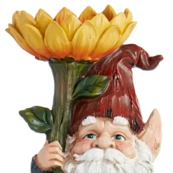 Outdoor Garden Gnome Holding Sunflower Figurine, 19" -Outdoor Corner Shop outdoor garden gnome holding sunflower figurine 19 4
