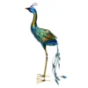 Outdoor Green & Blue Metal Peacock Figurine, 35.5"