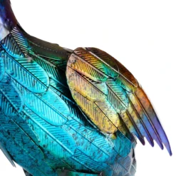 Outdoor Green & Blue Metal Peacock Figurine, 35.5" -Outdoor Corner Shop outdoor green blue metal peacock figurine 35.5 3