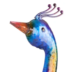 Outdoor Green & Blue Metal Peacock Figurine, 35.5" -Outdoor Corner Shop outdoor green blue metal peacock figurine 35.5 4