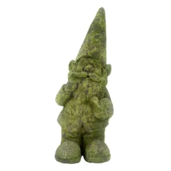 Outdoor Green Garden Gnome With Snail Figurine, 15"