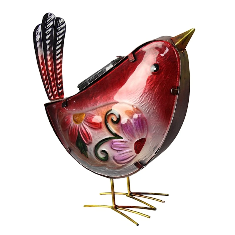 Outdoor Metal & Glass Bird Figurine Solar Light, 8.5" 1 Outdoor Metal & Glass Bird Figurine Solar Light, 8.5"