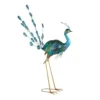 Outdoor Metal Peacock Figurine With Acrylic Jeweled Tail, 38.5"