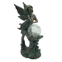 Outdoor Rustic Copper Fairy Solar Light Figurine, 12.5"