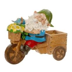 Outdoor Tricycle Garden Gnome Figurine, 12"