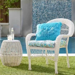 Outdoor Wicker Chair, White -Outdoor Corner Shop outdoor wicker chair white 2