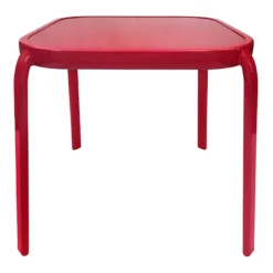 Painted Glass Top Red Outdoor End Table, 16"
