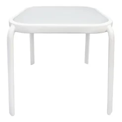 Painted Glass Top White Outdoor End Table, 16"