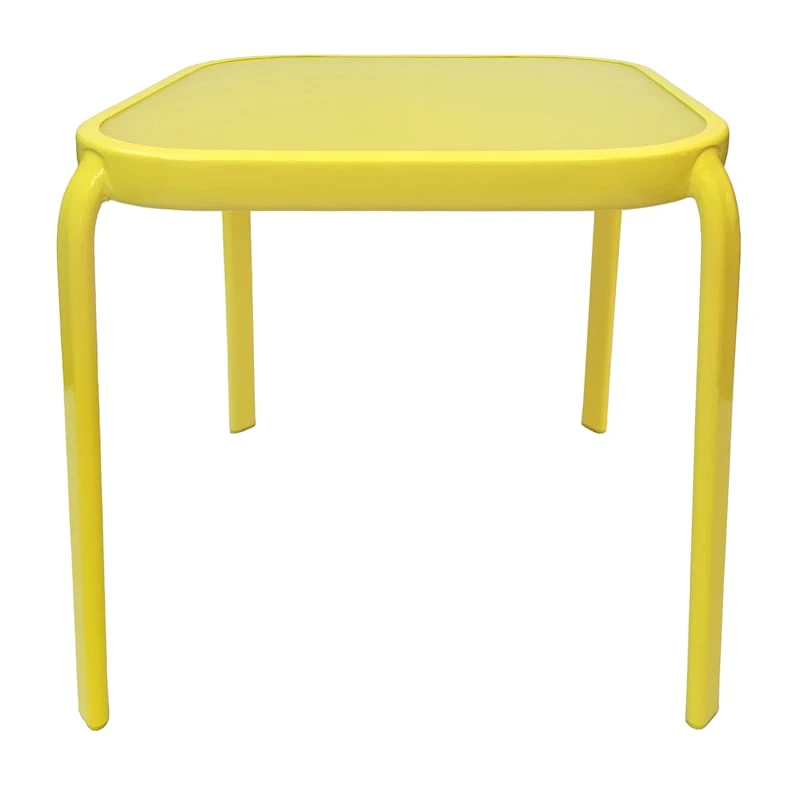 Painted Glass Top Yellow Outdoor End Table, 16" 1 Painted Glass Top Yellow Outdoor End Table, 16"