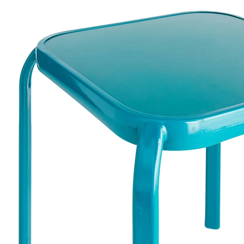 Painted Teal Square Glass End Table Teal, 16" 3 Painted Teal Square Glass End Table Teal, 16" - Image 3