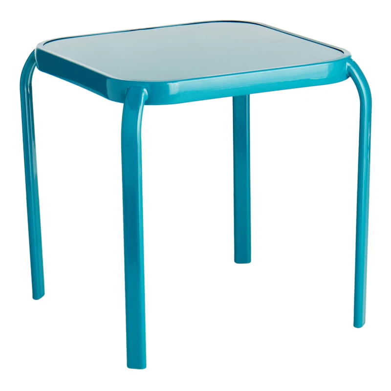 Painted Teal Square Glass End Table Teal, 16" 1 Painted Teal Square Glass End Table Teal, 16"