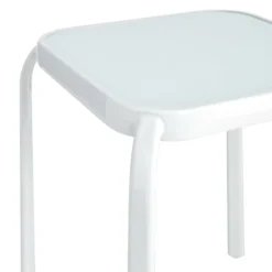 Painted White Square Glass End Table, 16" 5 Painted White Square Glass End Table, 16" -Outdoor Corner Shop painted white square glass end table 16 2