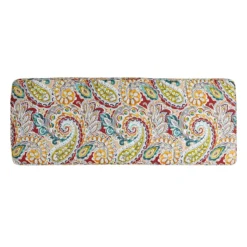 Paisley Chili Gusseted Outdoor Bench Cushion
