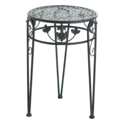 Patina Finish Metal Plant Stand, Large