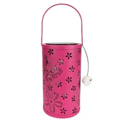 Pink LED Butterfly Cutout Lantern With Timer, 7.7"