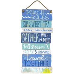 Porch Rules Wooden Outdoor Wall Sign, 15x30
