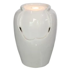Pre-lit Cream Ceramic Fountain, 19"
