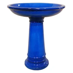 Providence Beauly Blue Ceramic Birdbath 22.8"