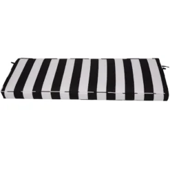 Providence Black Awning Striped Gusseted Outdoor Bench Cushion