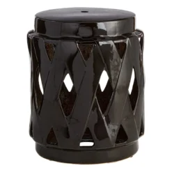 Providence Black Lattice Ceramic Plant Stand, 18"