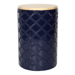 Providence Blue Wood-Top Ceramic Plant Stand, 19.7"