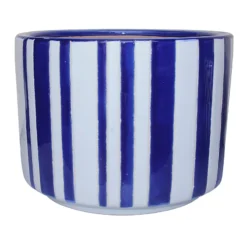Providence Indoor Blue & White Striped Ceramic Pot, Large