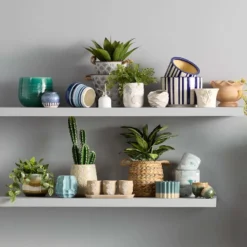 Providence Indoor Blue & White Striped Ceramic Pot, Medium -Outdoor Corner Shop providence indoor blue white striped ceramic pot medium 2