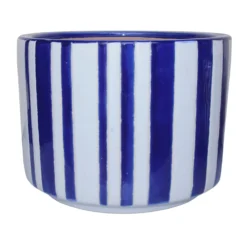 Providence Indoor Blue & White Striped Ceramic Pot, Small