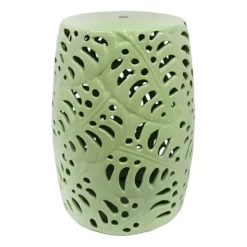 Providence Mint Green Palm Leaf Ceramic Garden Stand, 17.7"