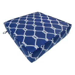 Providence Navy Blue Rope Gusseted Outdoor Deep Seat Cushion