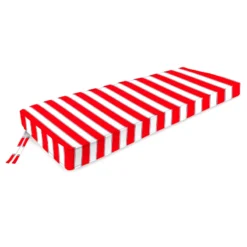Providence Red & Navy Blue Striped Gusseted Outdoor Bench Cushion