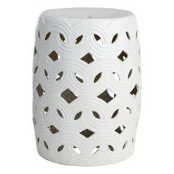 Providence White Ceramic Laser Cut Garden Stand, 17.7"
