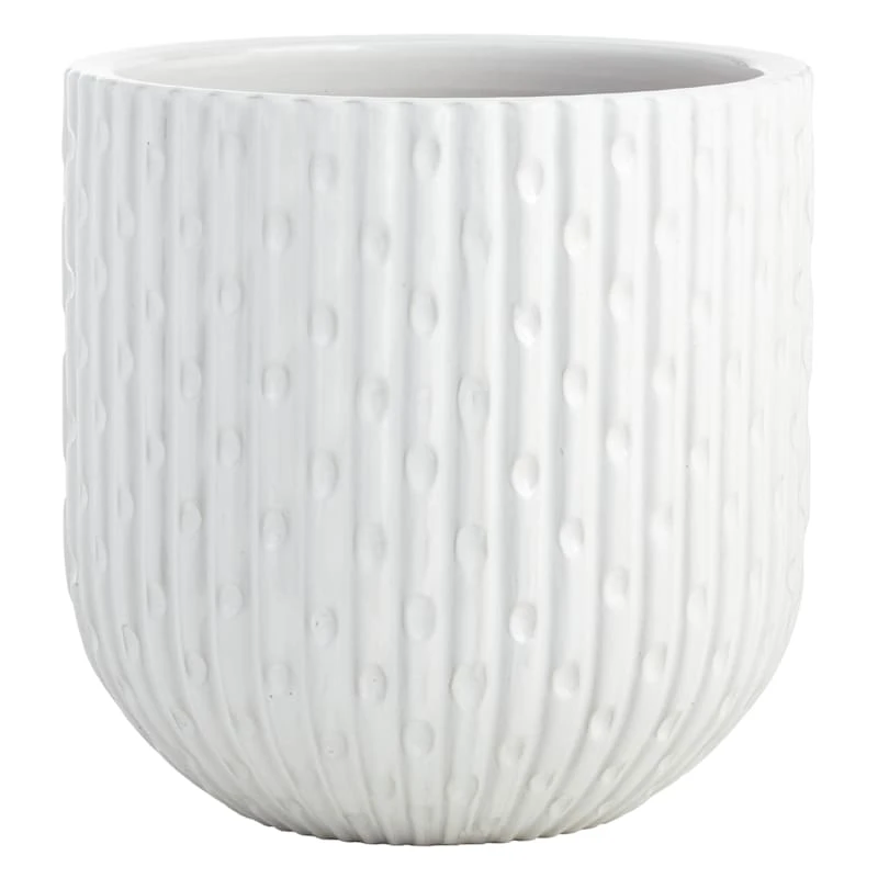 Providence White Dimpled Round Pot, Large 1 Providence White Dimpled Round Pot, Large