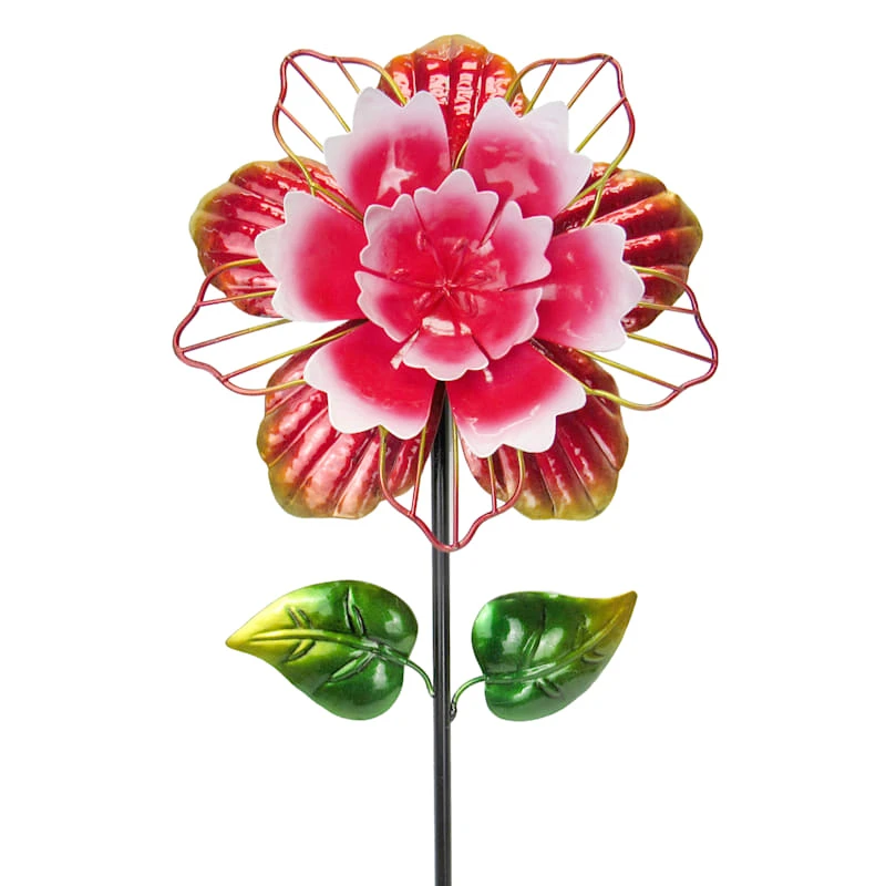 Red Metal Flower Garden Stake, 31.8" 2 Red Metal Flower Garden Stake, 31.8" - Image 2