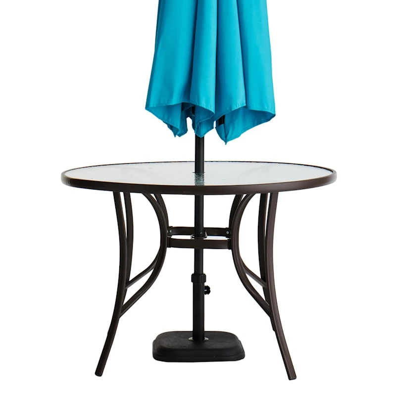 Round Water Wave Glass Top Outdoor Dining Table, Brown 2 Round Water Wave Glass Top Outdoor Dining Table, Brown - Image 2