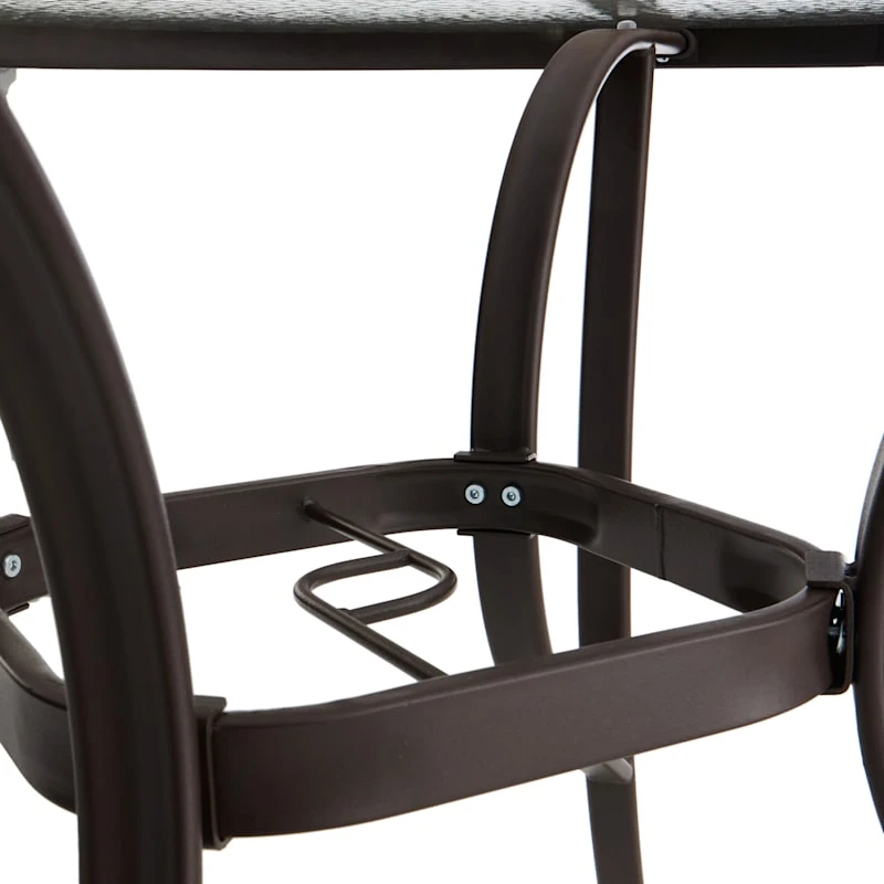 Round Water Wave Glass Top Outdoor Dining Table, Brown 3 Round Water Wave Glass Top Outdoor Dining Table, Brown - Image 3