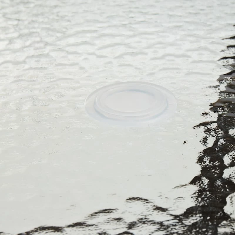 Round Water Wave Glass Top Outdoor Dining Table, Brown 4 Round Water Wave Glass Top Outdoor Dining Table, Brown - Image 4