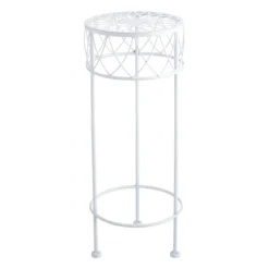 Round White Metal Plant Stand, Small