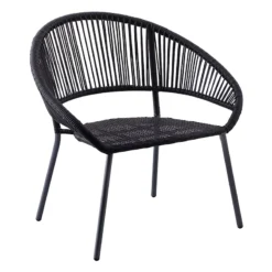 Round Wicker Outdoor Lounge Chair, Black