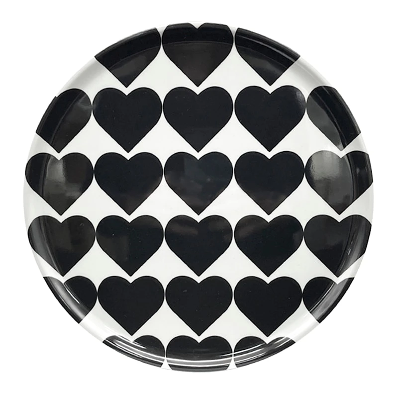 S4 Black And White Heart Salad Plates 2 S4 Black And White Heart Salad Plates - Image 2
