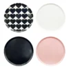 S4 Black And White Heart Salad Plates