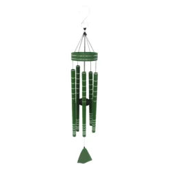 Silver Etched Green Metal Wind Chime, 31"