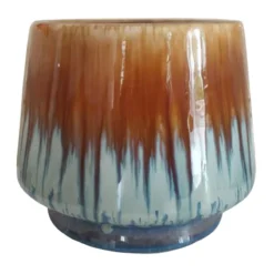 Small Indoor Two-Tone Blue Ceramic Pot, 5.5"