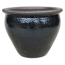 Smoky Mountain Black Ceramic Planter, 11.8"