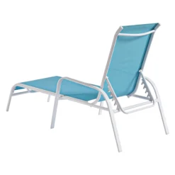 Stackable Aquarelle Blue Sling Outdoor Chaise Lounge Chair With White Frame -Outdoor Corner Shop stackable aquarelle blue sling outdoor chaise lounge chair with white frame 4