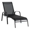 Stackable Black Sling Outdoor Chaise Lounge Chair