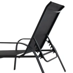 Stackable Black Sling Outdoor Chaise Lounge Chair -Outdoor Corner Shop stackable black sling outdoor chaise lounge chair 3