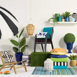 Stackable Black Sling Patio Chair -Outdoor Corner Shop stackable black sling patio chair 4