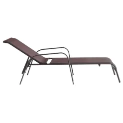 Stackable Brown Sling Outdoor Chaise Lounge Chair -Outdoor Corner Shop stackable brown sling outdoor chaise lounge chair 2