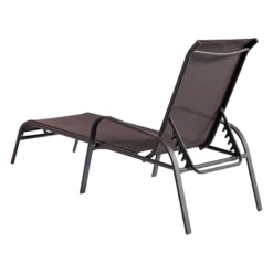 Stackable Brown Sling Outdoor Chaise Lounge Chair -Outdoor Corner Shop stackable brown sling outdoor chaise lounge chair 4